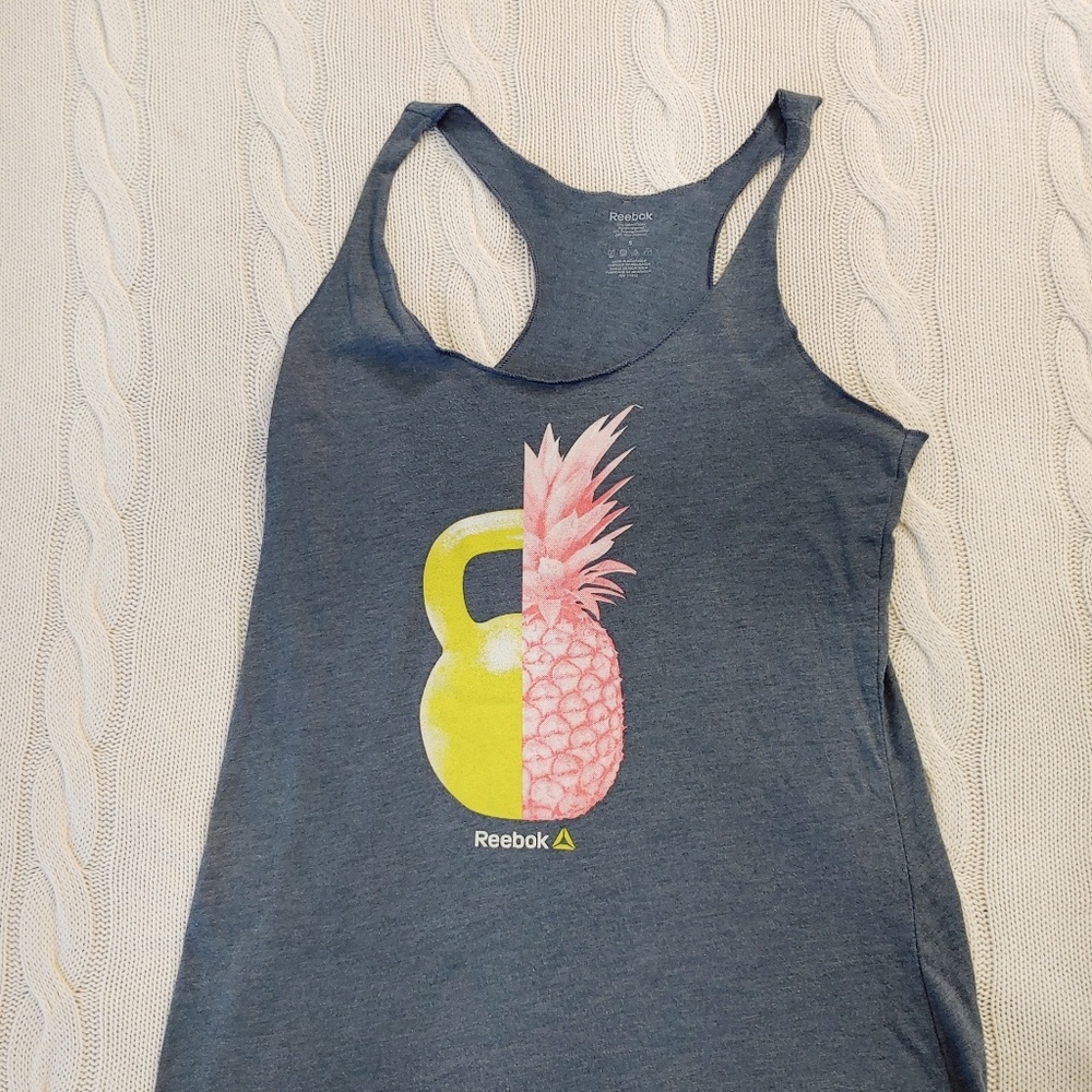 Reebok pineapple and kettlebell tank